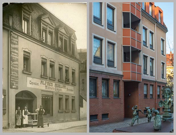 Das Haus Schützenstraße 7, aufgenommen zwischen 1905 und 1908 und 2017.