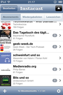 Screenshot Instacast von Markus' iPod