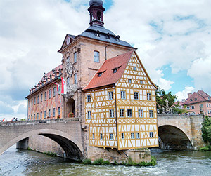 Blick auf das alte Rathaus in Bamberg