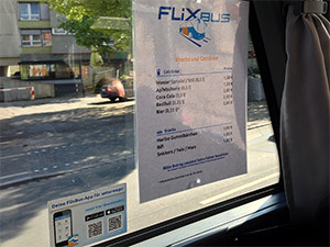 Snack Getränke Liste Flixbus