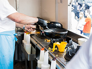 Kochen im Pasta Laster