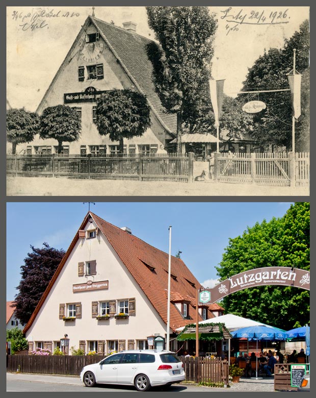 Der Lutzgarten, aufgenommen zwischen 1905 und 1926 beziehungsweise 2016