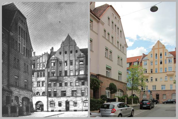 Blick von der Freytagstraße nach Norden, zwischen 1910 und 1919 und 2016