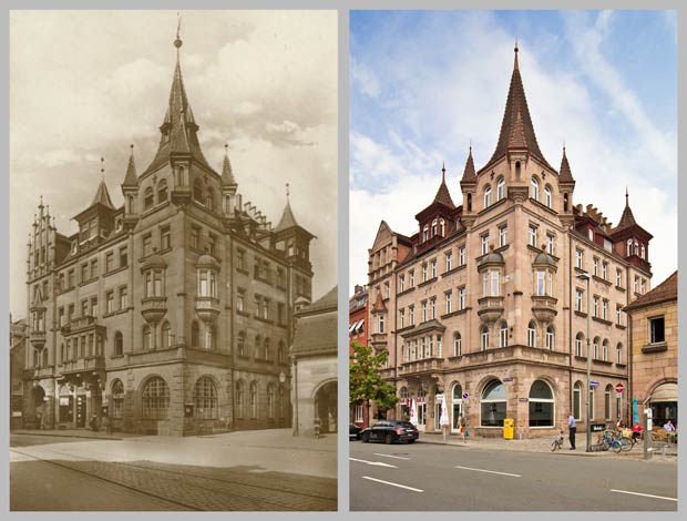 Das frühere Hotel Maximilian, zwischen 1905 und 1928 und 2016