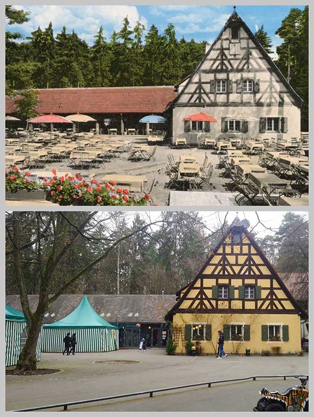 Die Waldschänke, aufgenommen 1939 und 2016.