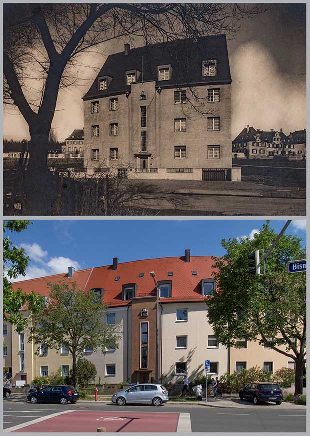 Das Haus Bismarckstraße 175, aufgenommen 1930 und 2018