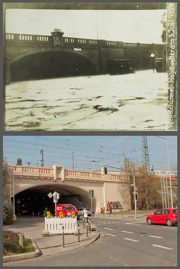 Das Südportal des Tafelfeldtunnels, aufgenommen 1914 und 2016.