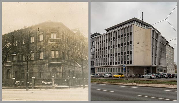 Das Anwesen Marientorgraben 9, aufgenommen 1927 und 2018.